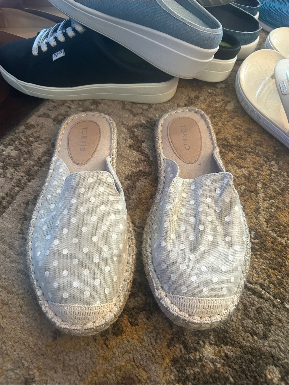 torrid Beige Polka Dot Espadrille Slip-On Mules